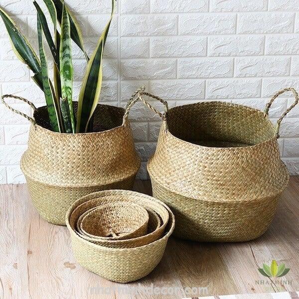 Giỏ cói đan tay - Belly Basket 6 gio-coi-dan-tay